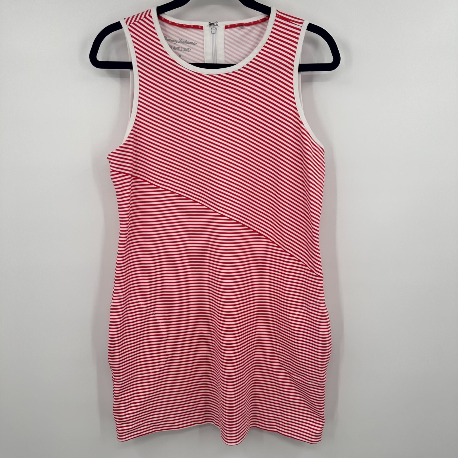 Tommy Bahama Island Zone Tank Dress Women's Small Red White Striped Back Zip