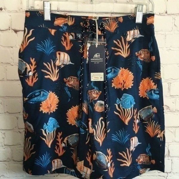 NWT Surfside Supply Men's Tropical Theme Swim Trunks Size XS/TP