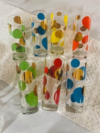 7 Barlett-Collins Russell Wright Eclipse Tumblers 1958 mid-century mod bar wear