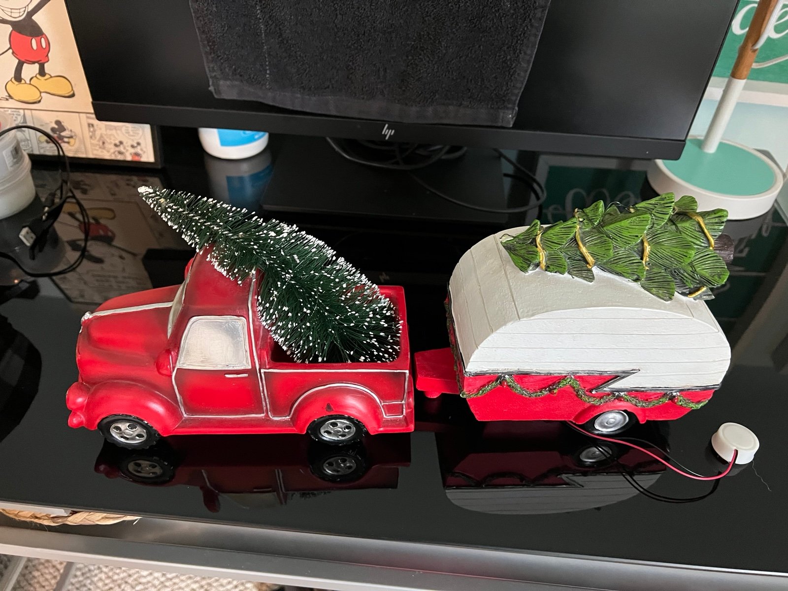 Christmas cute red truck with camper
