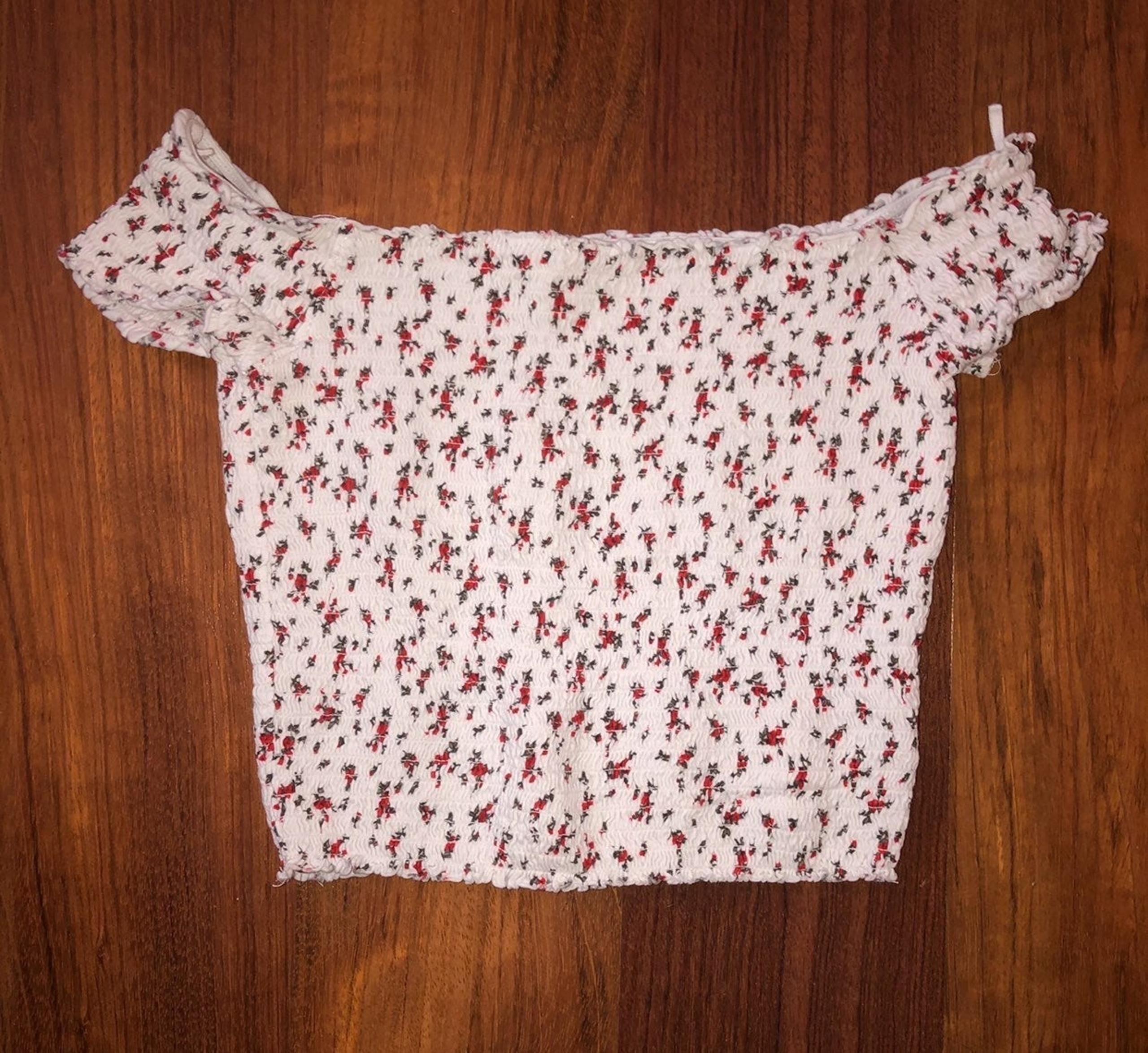 Smocked Off the Shoulder Crop Top