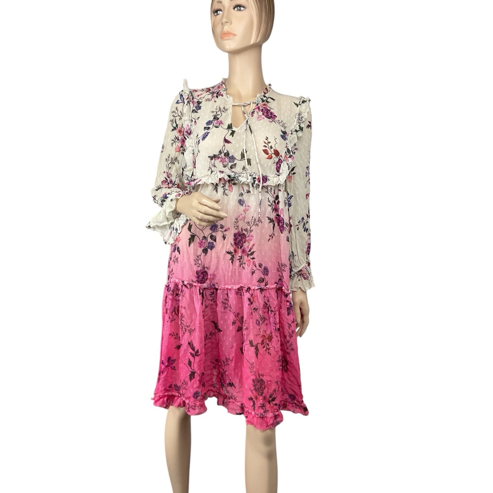 Anthropologie Dip Dye Ombre Midi Dress Sz 16 Floral Cottagecore 198 XLarge