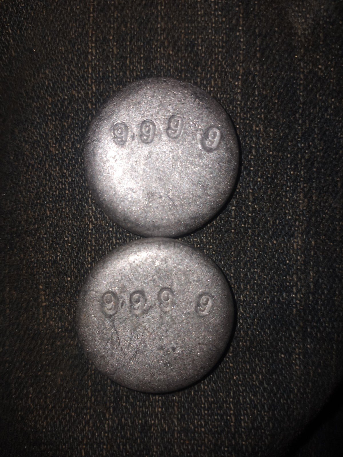 Platinum buttons 2 one once Hand poured platinum buttons