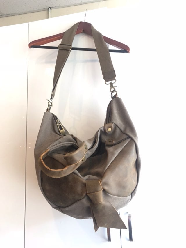 Canvas Leather Match Hand Bag