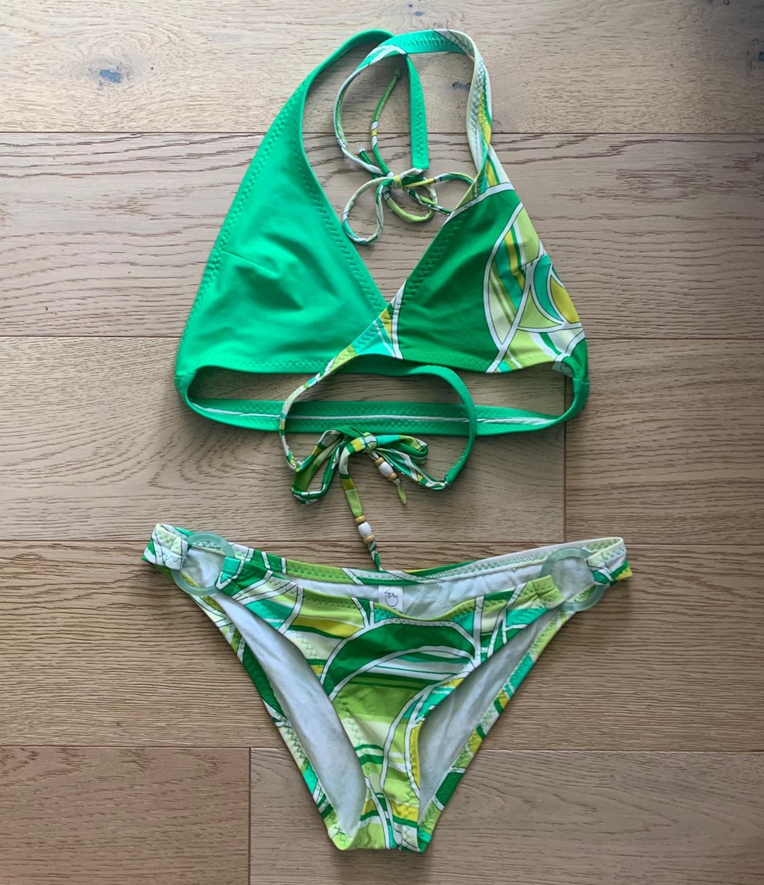Zoe Bikini Neon Green Floral Wrap Bikini