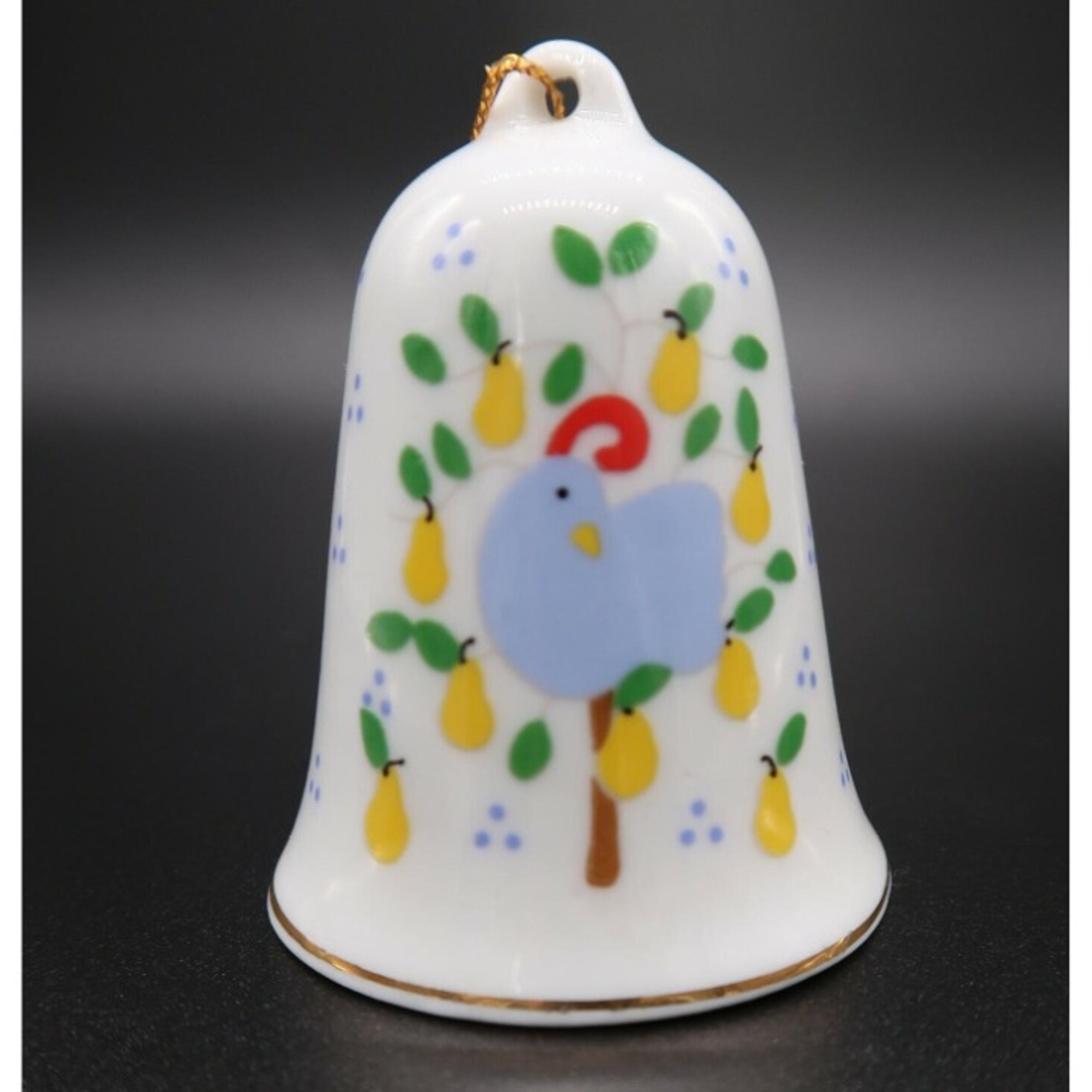 Vtg 1988 LVC Lillian Vernon porcelain Partridge in a Pear Tree Christmas bell