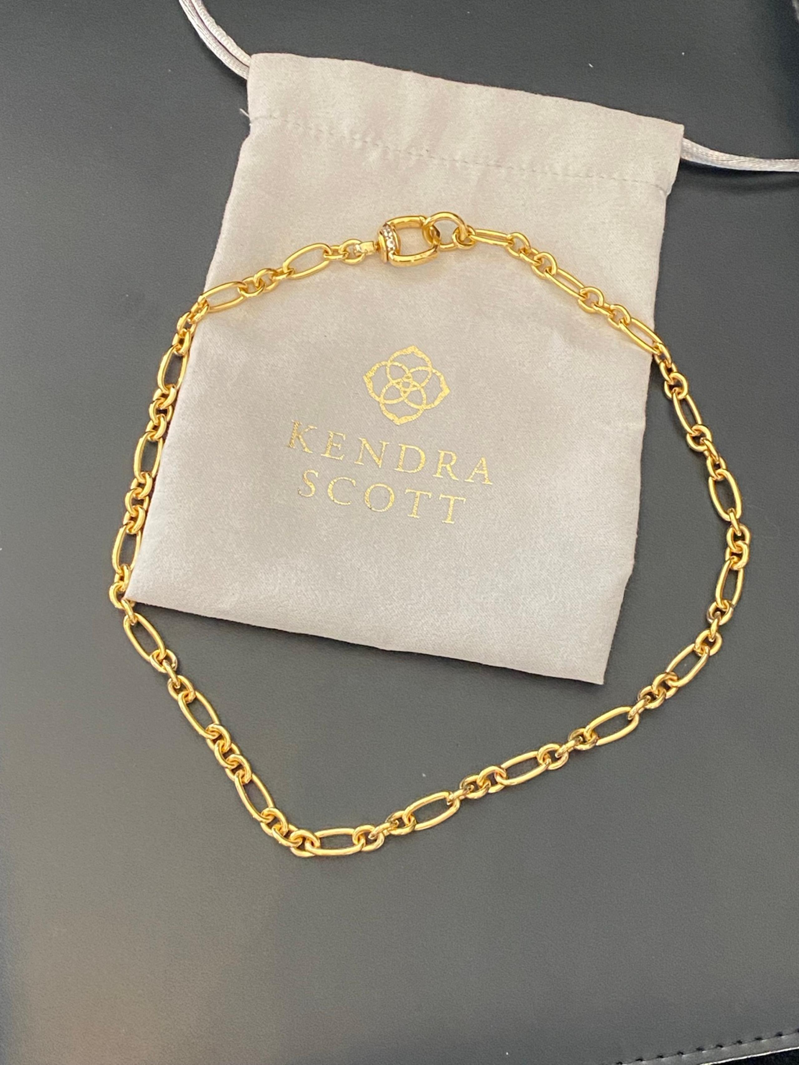 New Kendra Scott Josephine 18k Gold Vermeil Chain Necklace in White sapphire