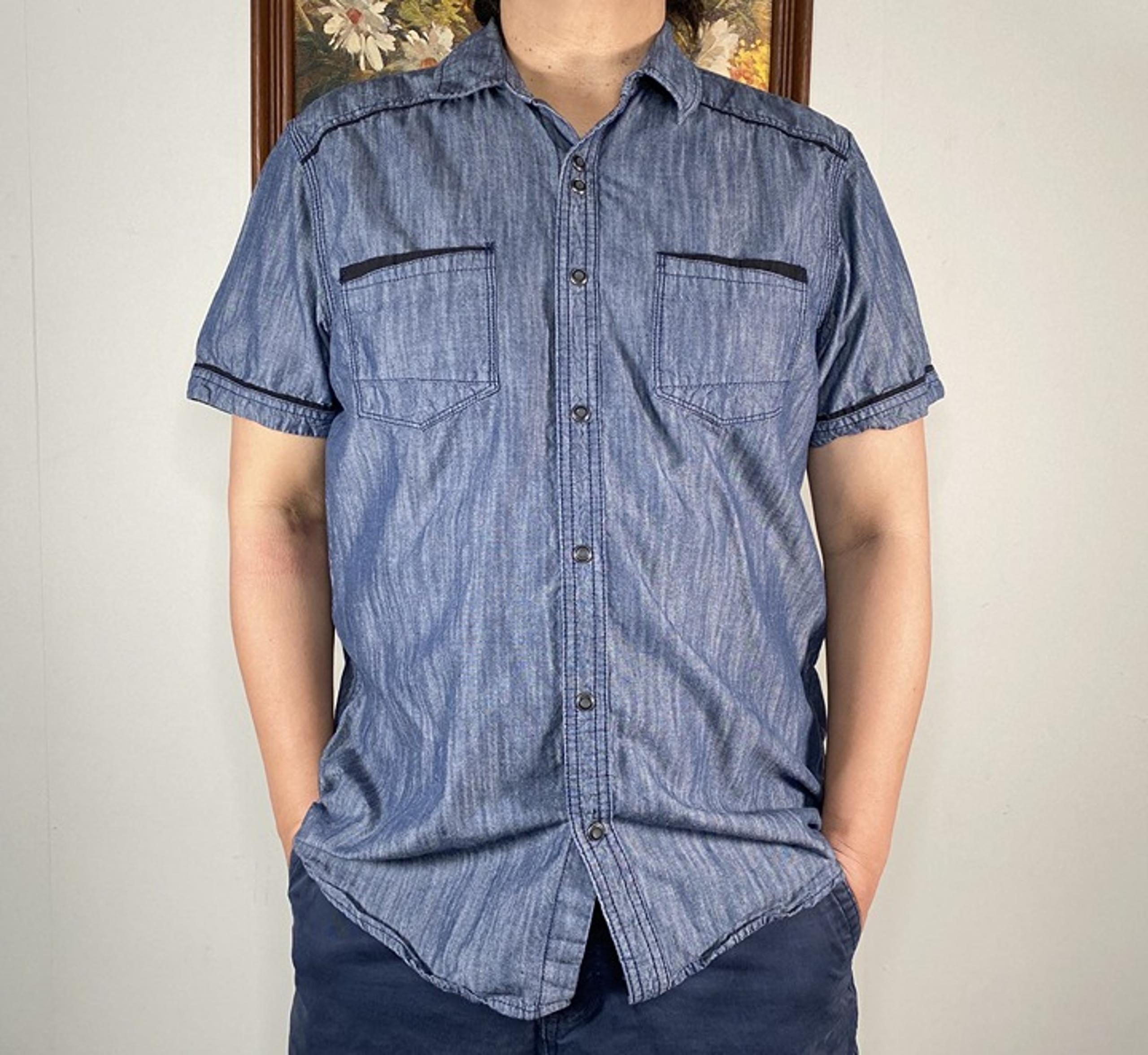INC International Concepts Chambray Button Up Shirt Top Men's Large Blue Casual