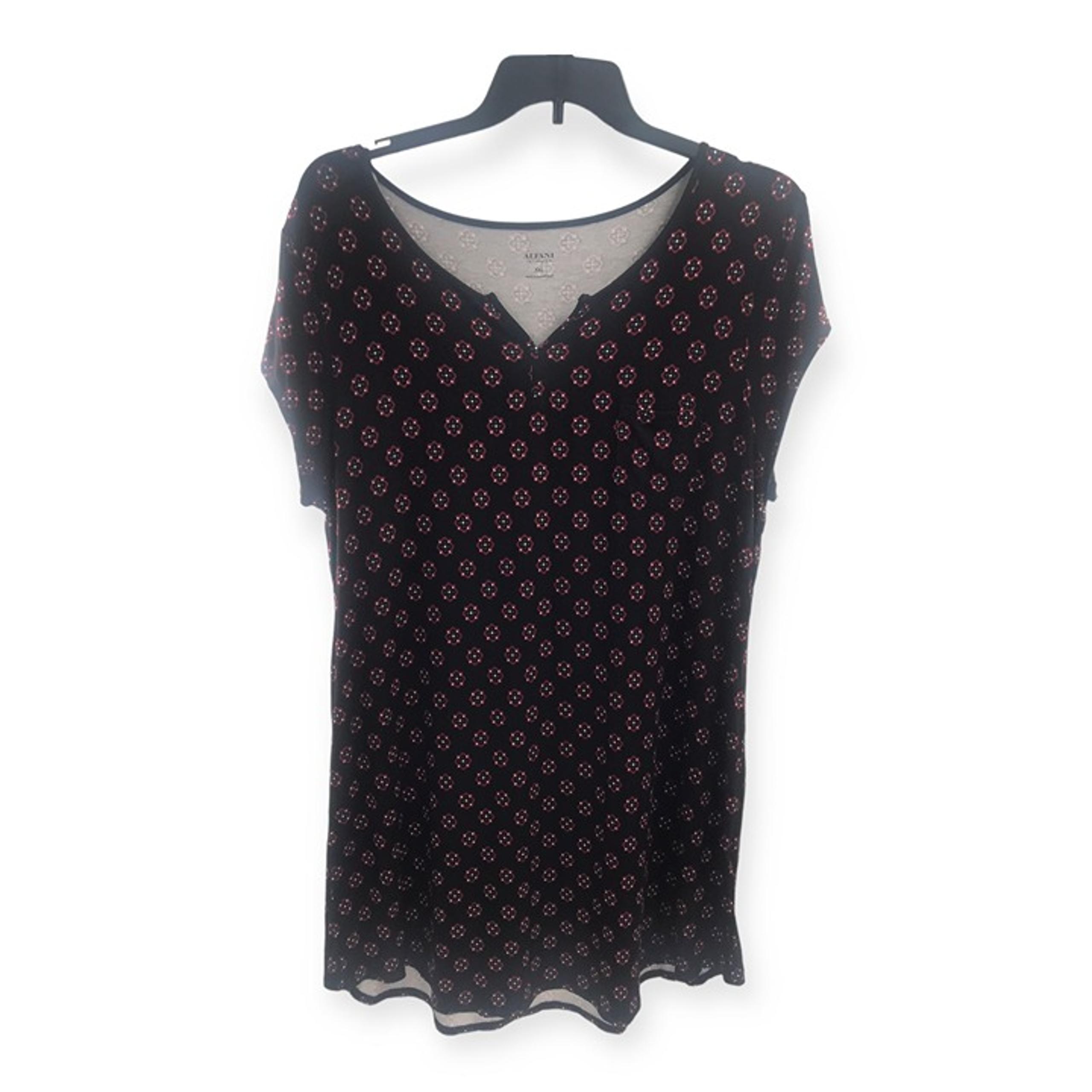 NEW! Alfani Intimates Night Gown Wmns Sz XXL Black Medallion Print Short Sleeve