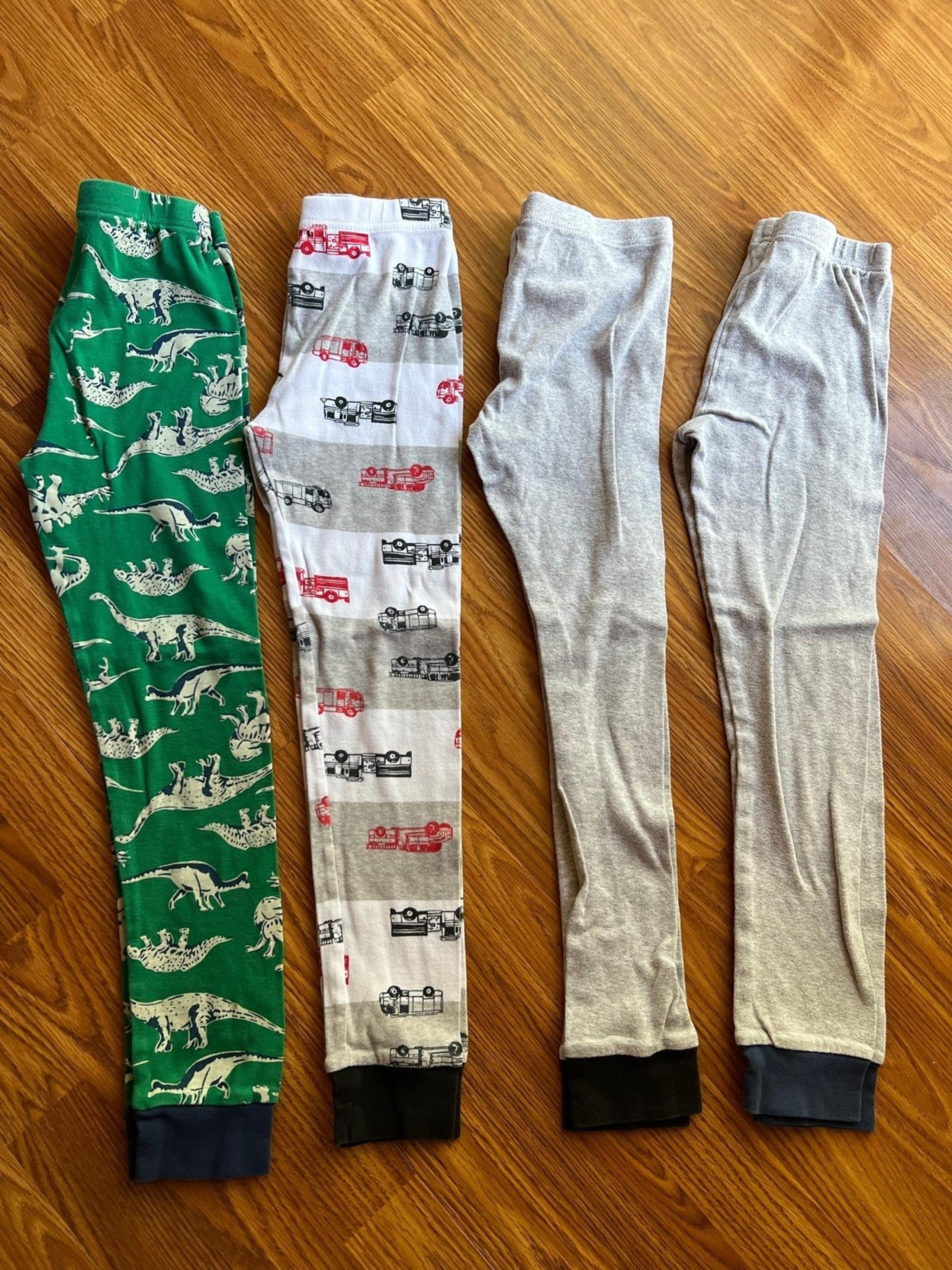 4 Boys carters size 8 100% cotton pajama pants dinosaur fire truck green grey