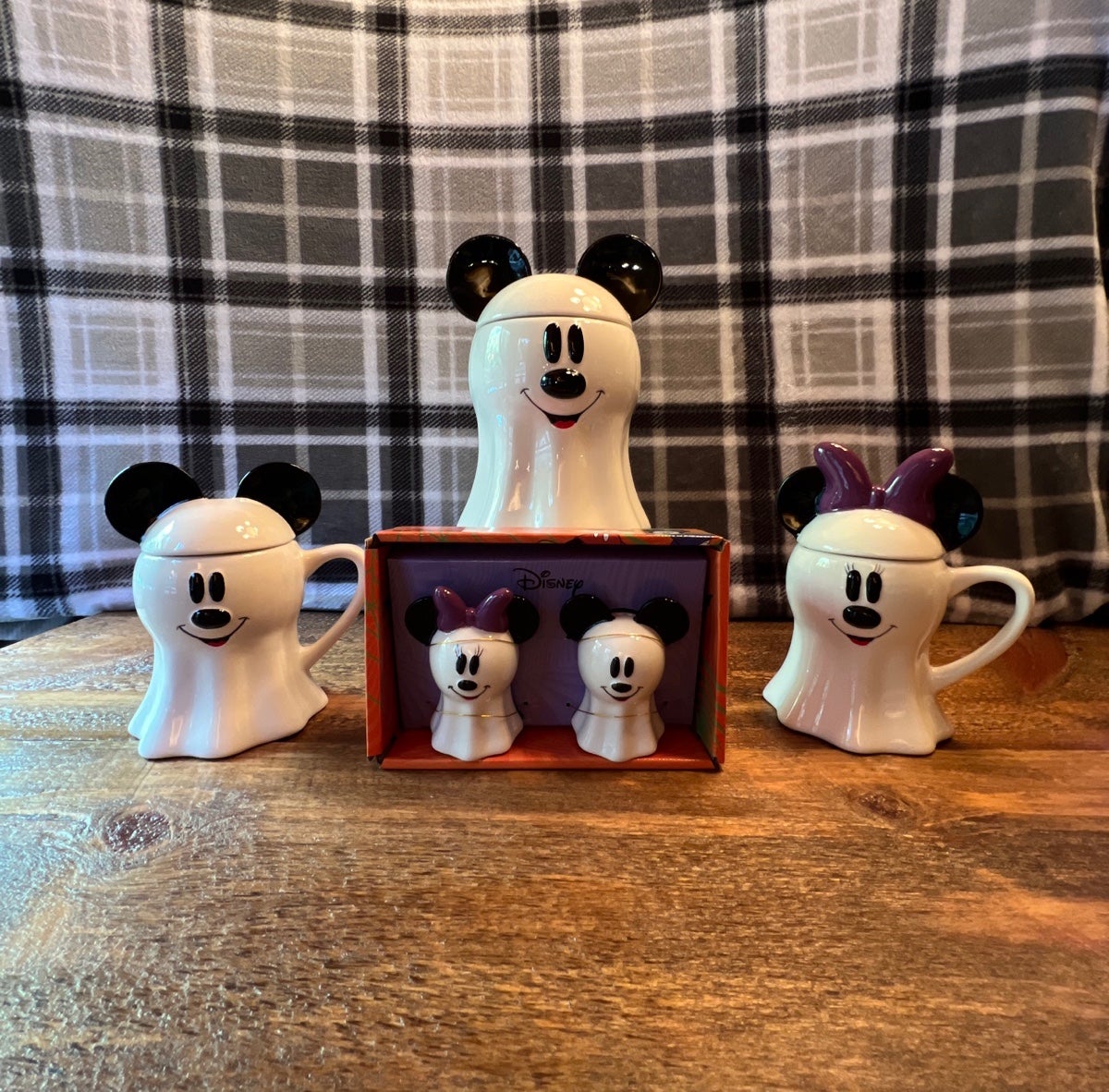 Halloween Disney Mickey and Minnie ghost Cookie Jar Set