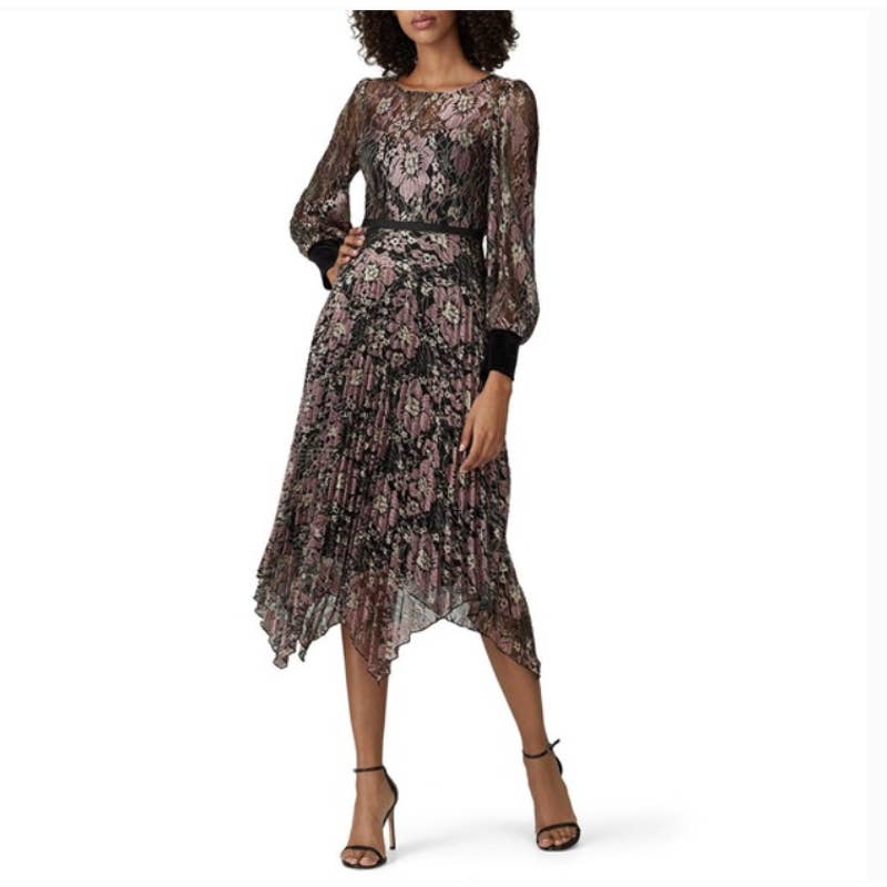 Nissa Floral Lace Pleated Dress Sz 2