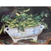 Large Vintage Keller Charles Tin Tray Snap Peas in Blue & White Bowl England