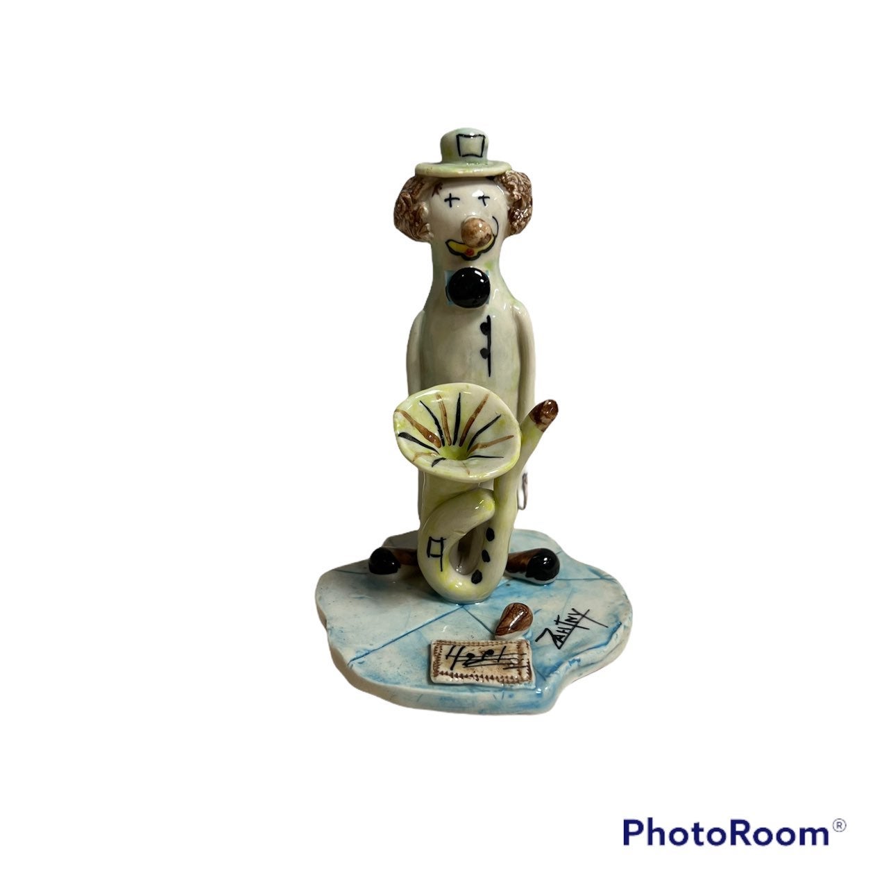 Porcelain Clown Plays Baritone/Tuba Figurine