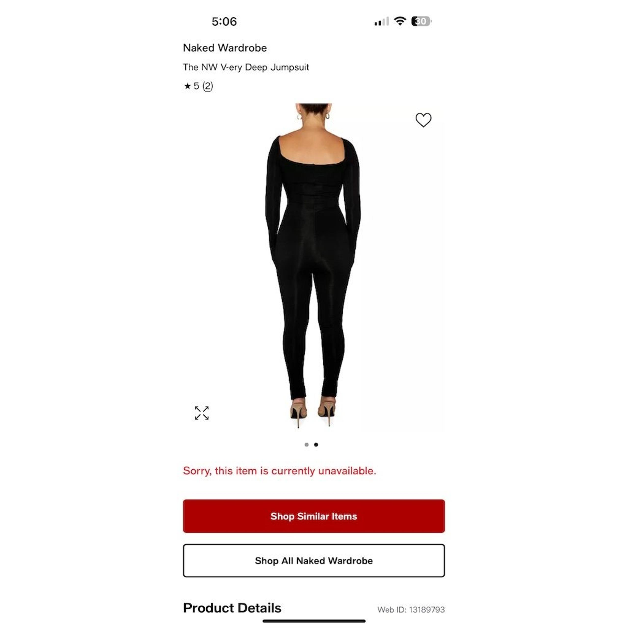 Naked Wardrobe Women's Black Long Sleeve Square Neck Jumpsuit Size M