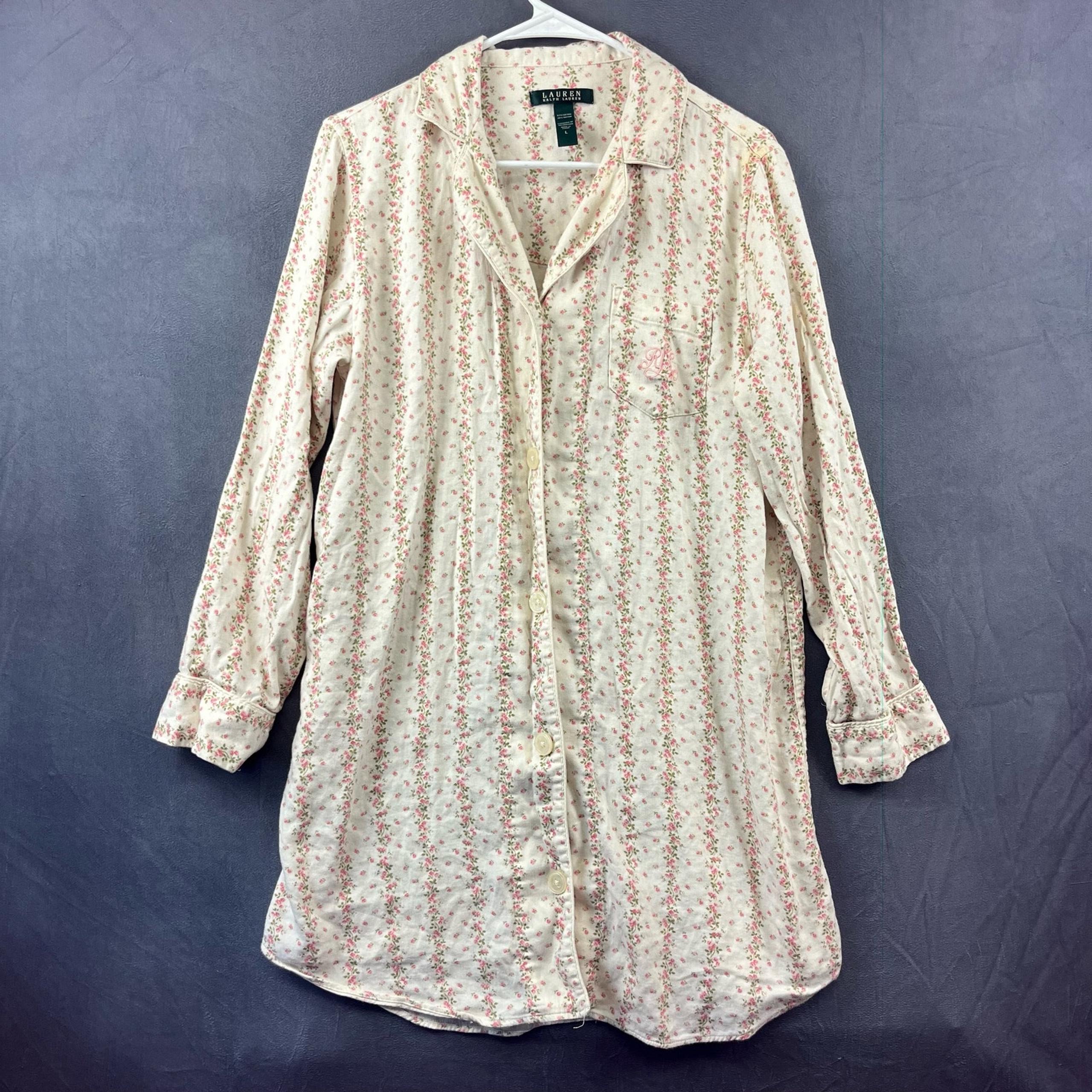Lauren Ralph Lauren Night Shirt Women's Large Cottage Fairy Grannycore Ethereal