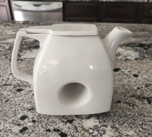 Vintage Mid Century White Ceramic Tea Pot