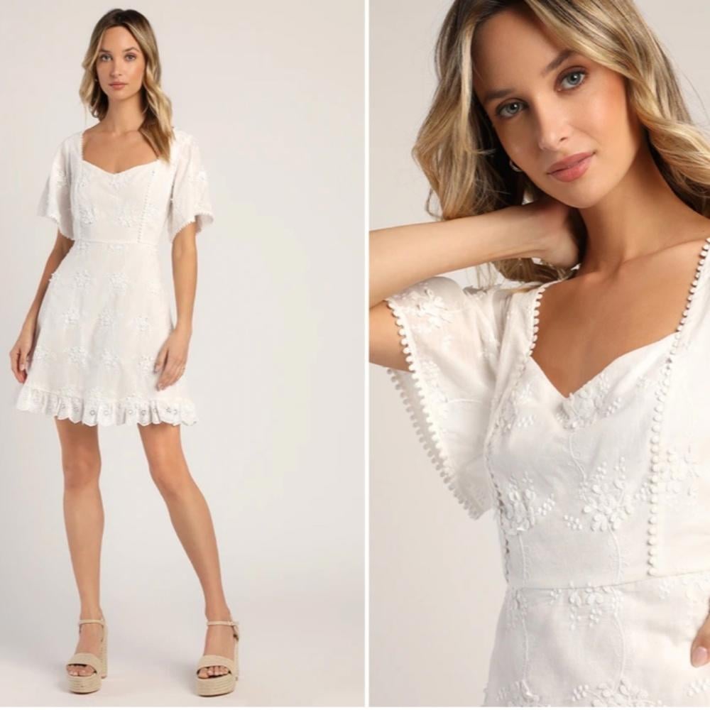 LULUS Bridal Bachelorette Engagement Bridal Shower Honeymoon Flowy Boho Mini