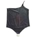 Express Metallic Sparkly One Shoulder Thong Bodysuit