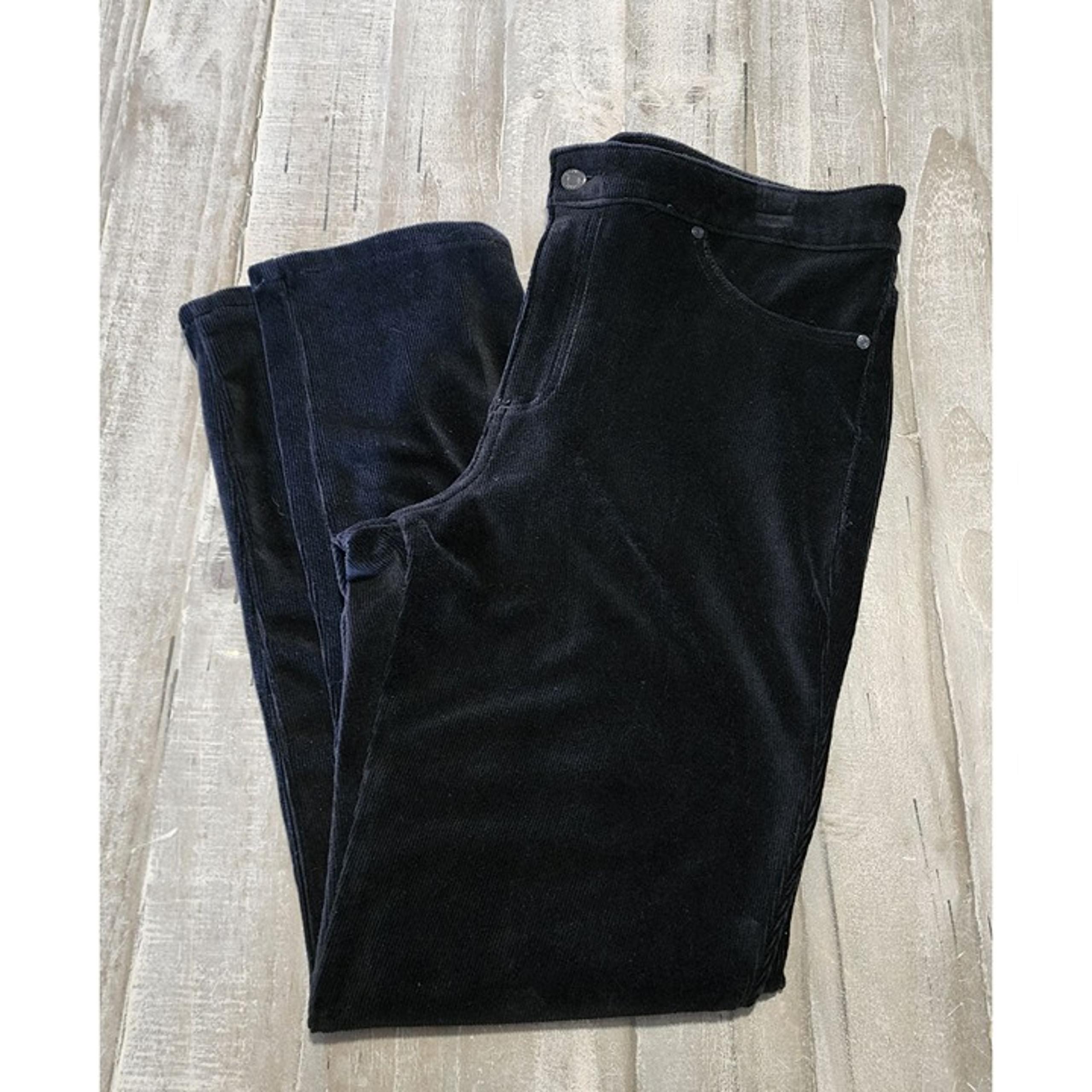 Gloria Vanderbilt Vickie Womens Black Corduroy Pants Stretchy Size 16 Average
