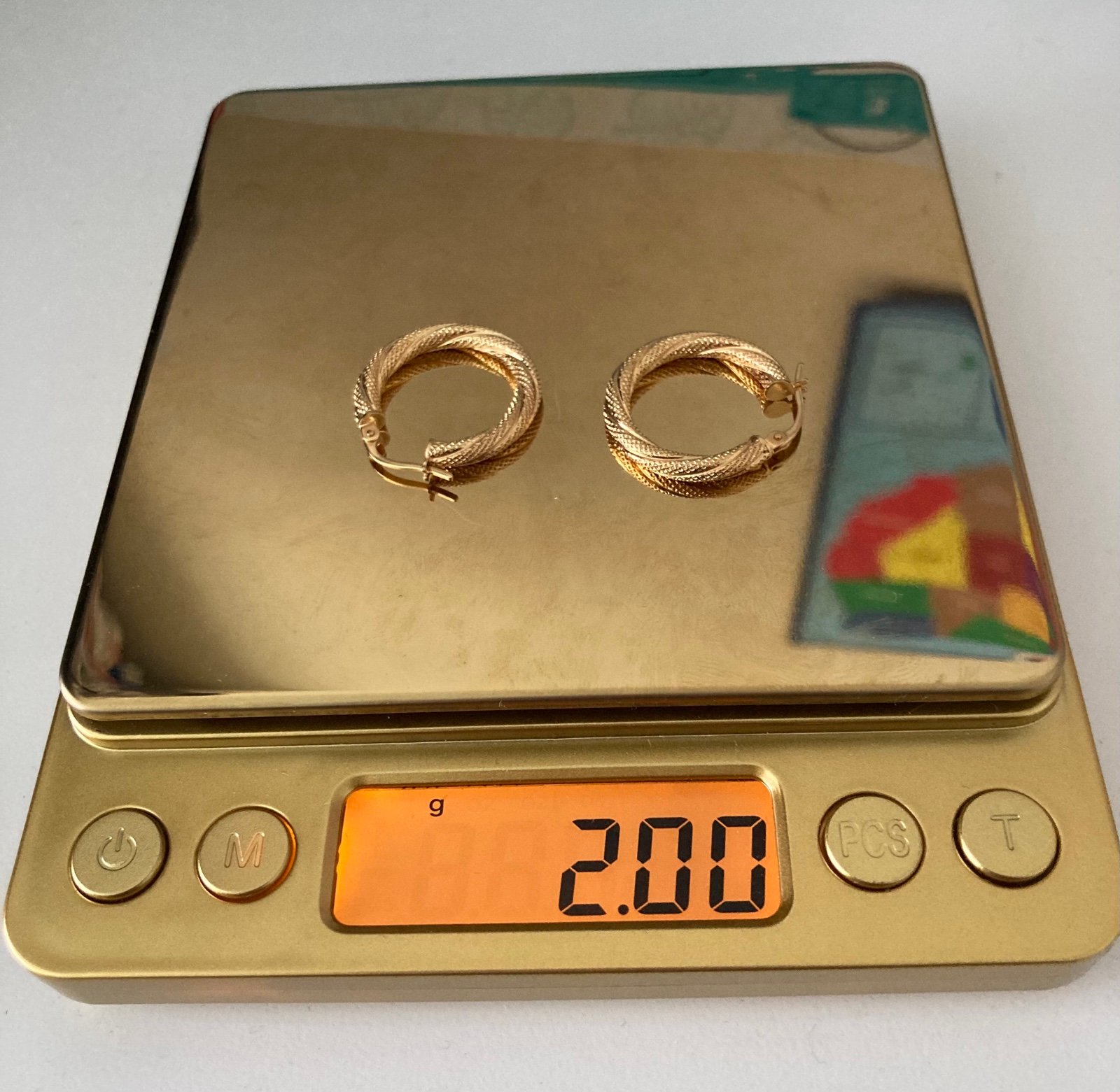 Real 21K stamped Saudi Gold twisted Loop Earrings