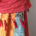 Antique Table Runner Copper Teal Red