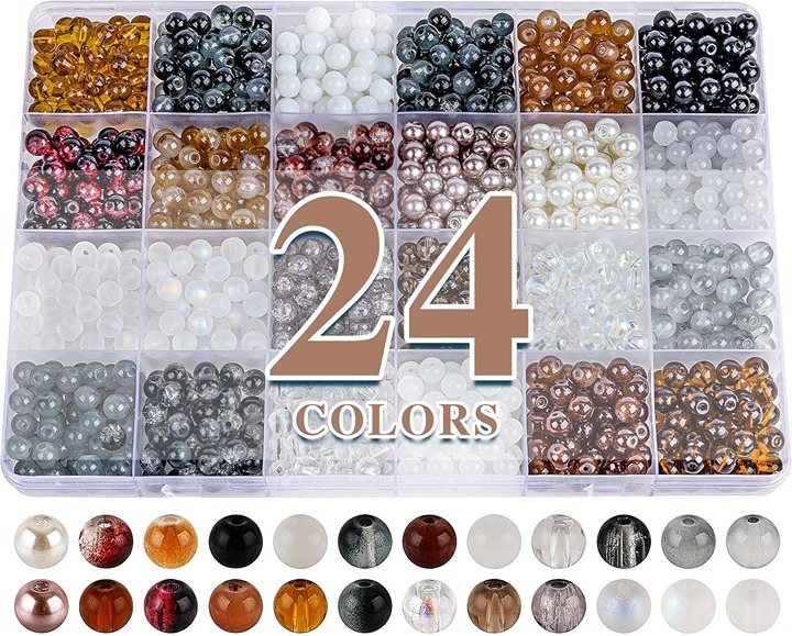 1200PCS 6mm Glass Beads Bracelet Making Kit,