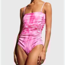 Ganni Recycled Printed One-Piece Swimsuit size 38, Pink