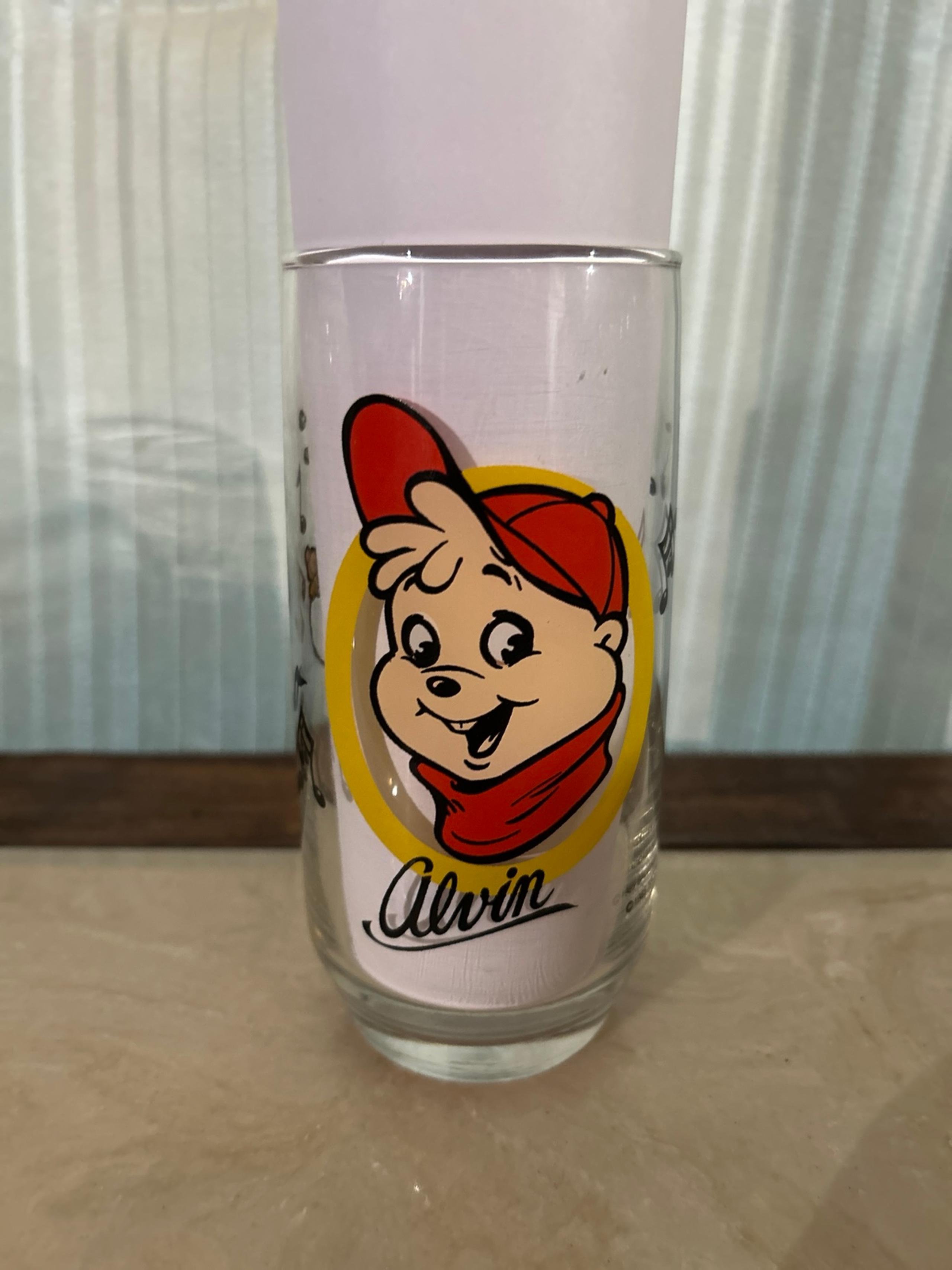 Vintage 1985 Alvin Chipmunks cartoon Alvin  collectible Drink Glass