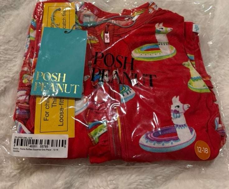 Posh peanut Emilio ruffled footie 12-18mos NIB