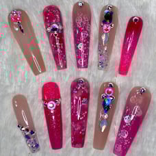 XXL Length Hot Pink Smiles Press On Nail
