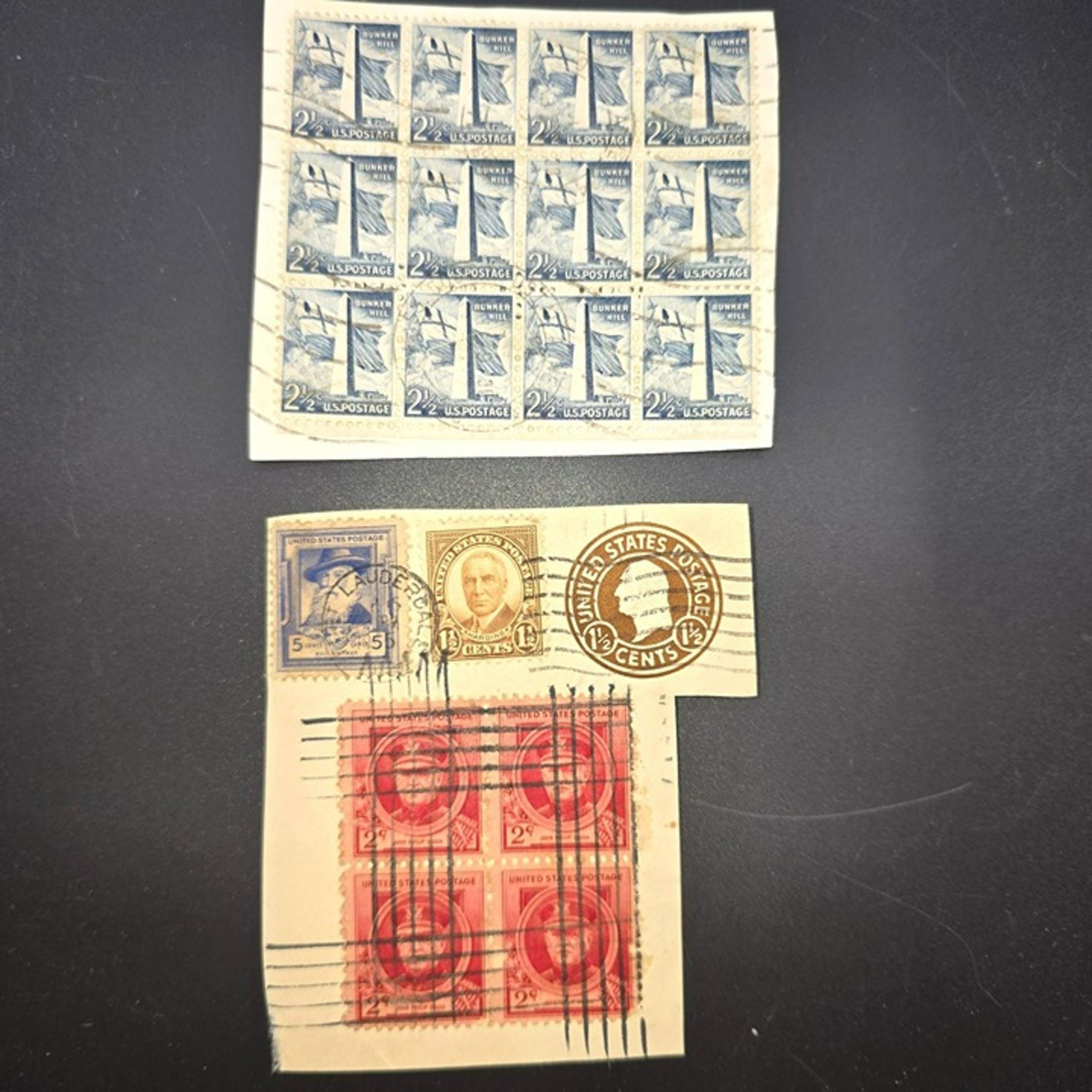 Vintage U.S. Postage Stamps Sheet Lot - Bunker Hill 2.5¢ Red 2¢ 5¢ & 1.5¢ LI3044
