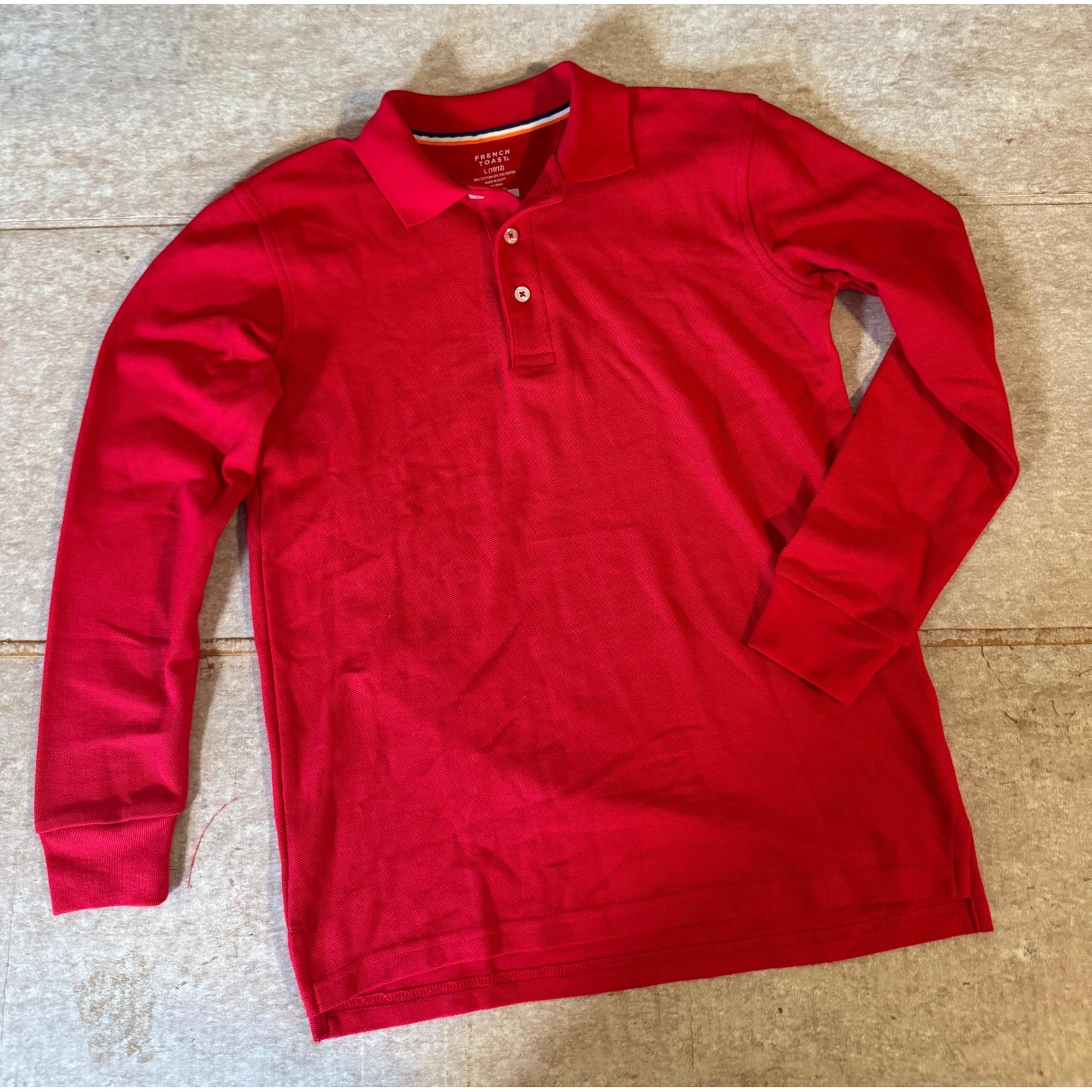 French Toast Long Sleeve Polo Boys L (10/12) Red Uniform Shirt NWOT