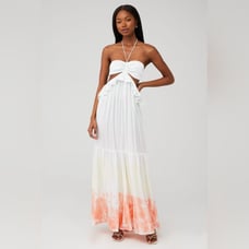 Rays for Days Dress Maxi Ombre Pink Cut Out Halter Dress Slit Womens sz M