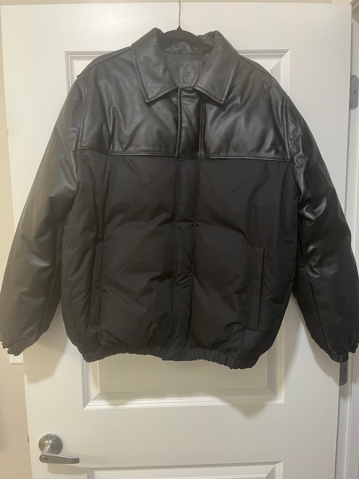 Calvin Klein Studio Nappa Cow Leather Jacket Puffer Mens