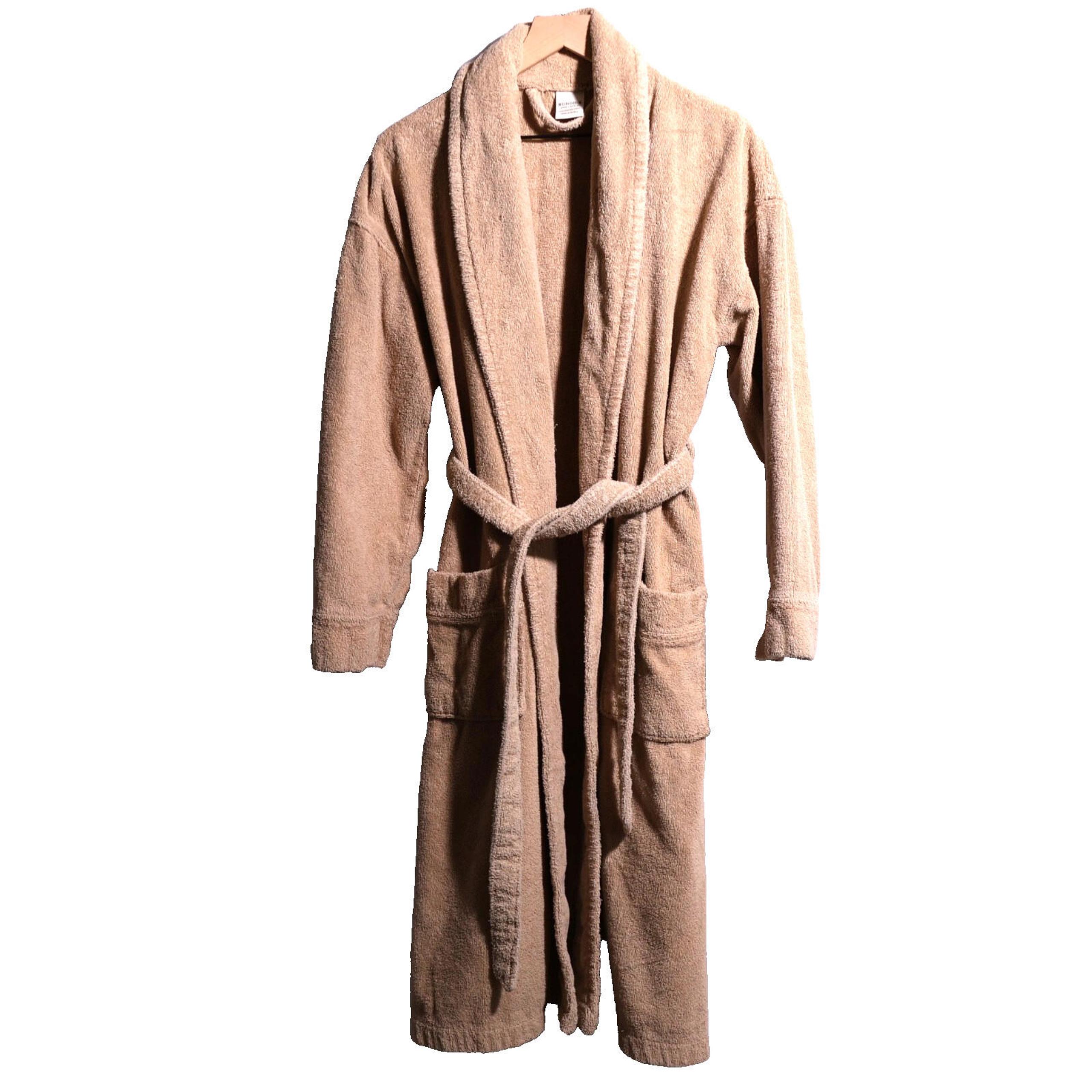Sonoma Tan Brown 100% Turkish Cotton Terry Bath Robe Womens OSFM Pockets & Tie