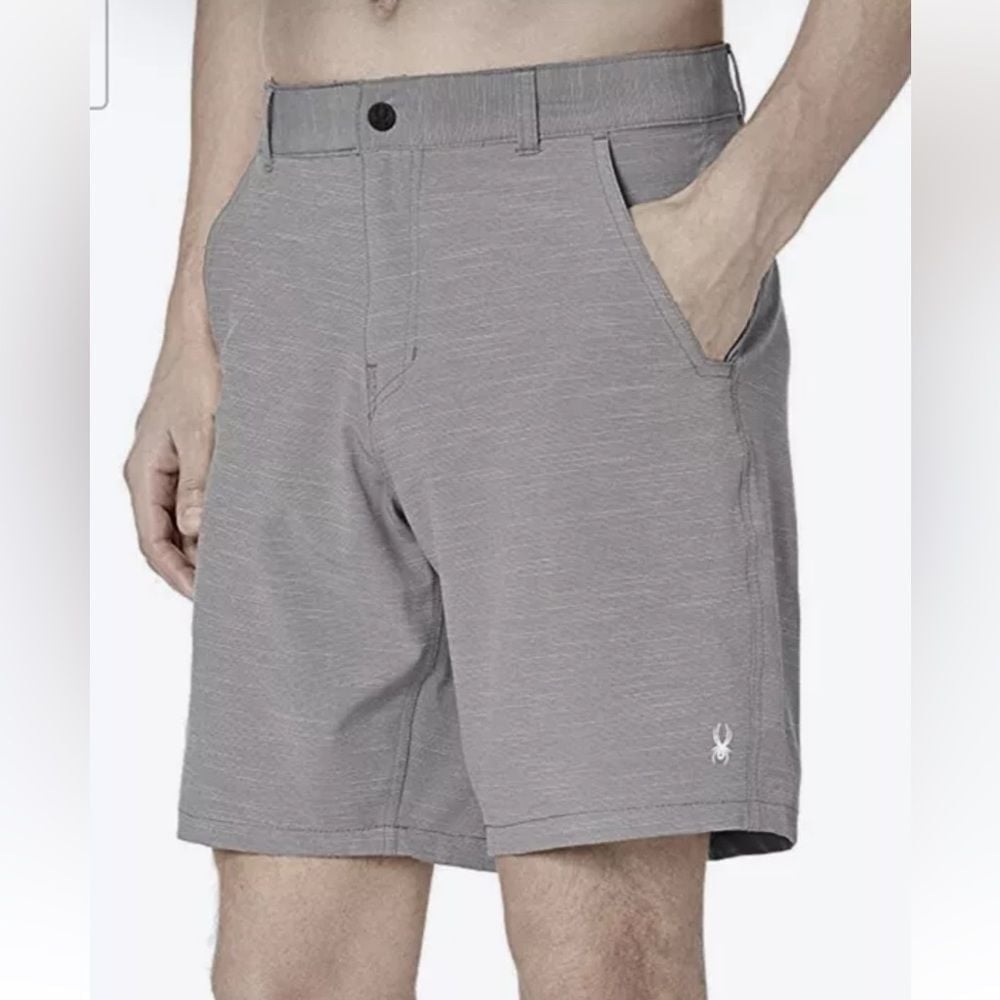 NWT SPYDER Stretch Hybrid 19 Hydro Walker Grey Board Shorts Swim Men Sz L