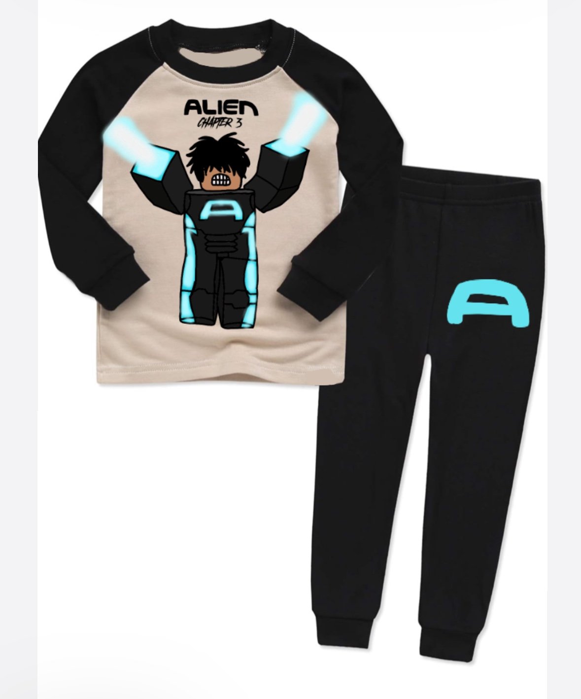 Roblox Boys Black/Beige Pajamas Kids Size 12