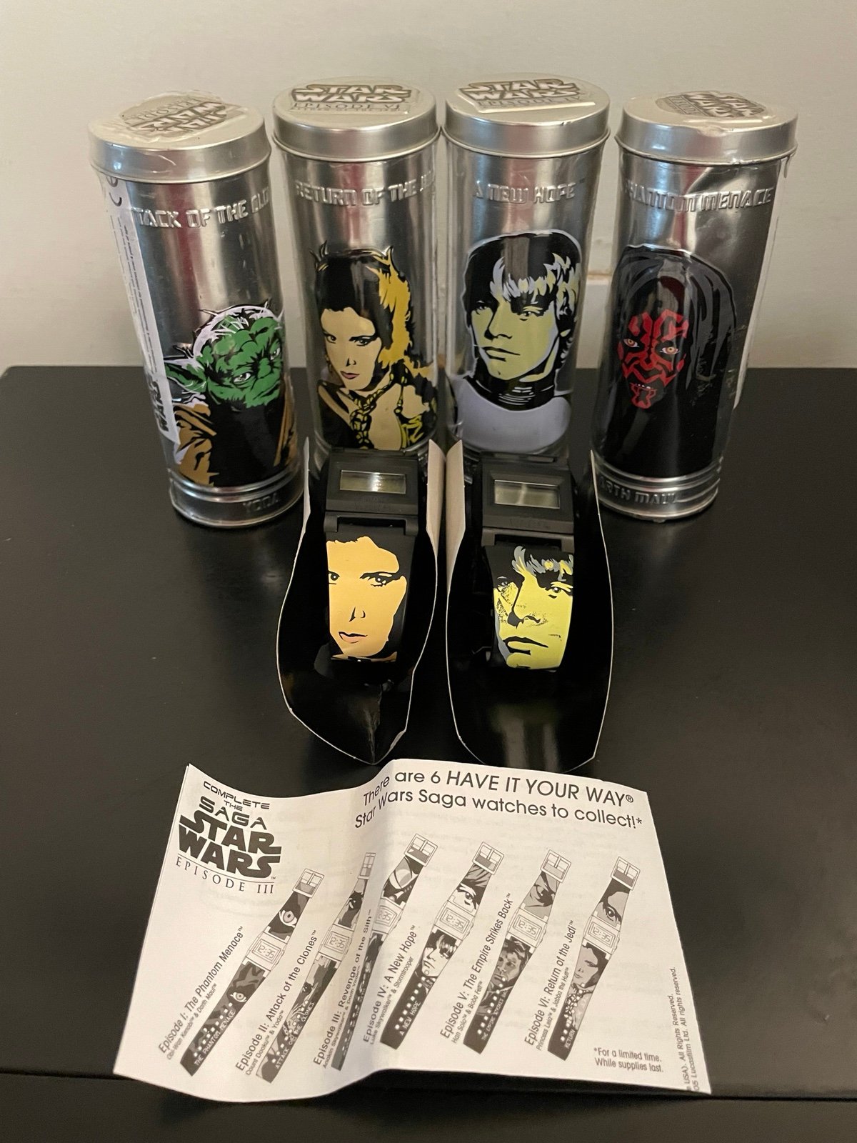 2005 Lot of 4 Star Wars Burger King The Saga Reversible Watches