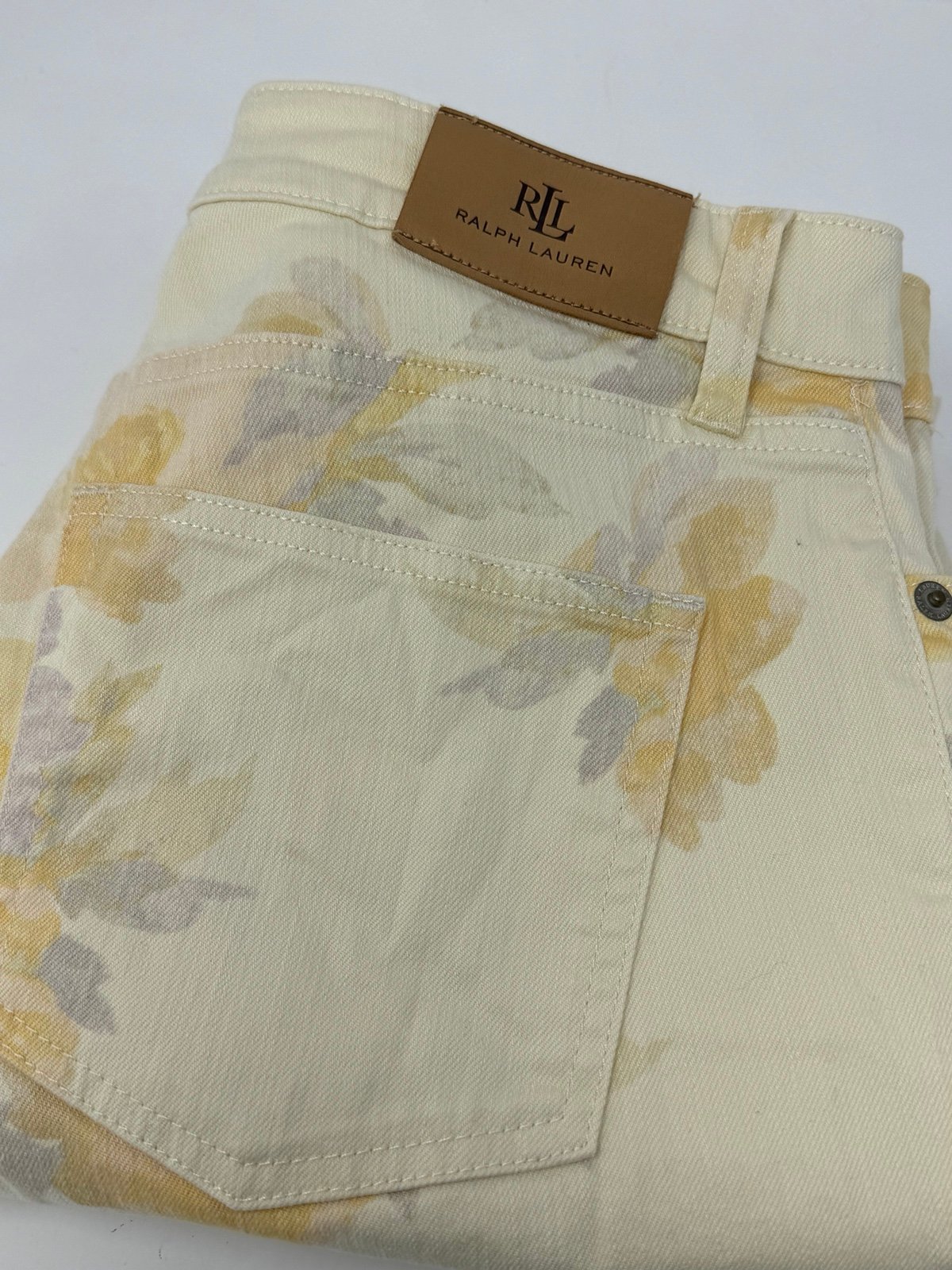 Lauren Ralph Lauren Women’s Black Label Soft Yellow Floral Straight Leg Sz 10 X0