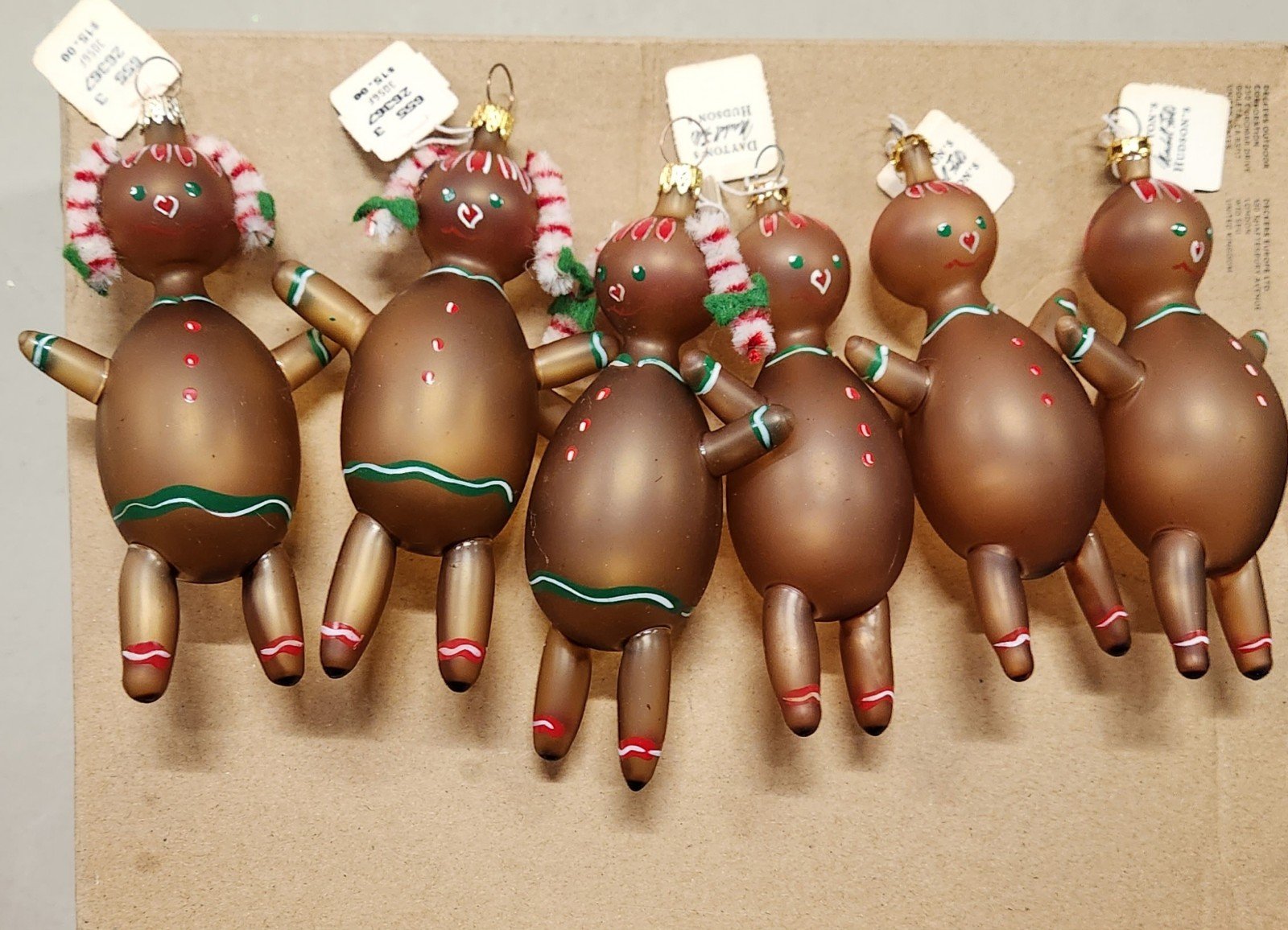 Vintage Dayton Blown Glass Gingerbread Man & Girl Ornaments-set of 6