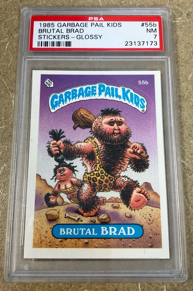 1985 Garbage Pail Kids Brutal Brad Stickers Glossy #55b Series 2 PSA 7