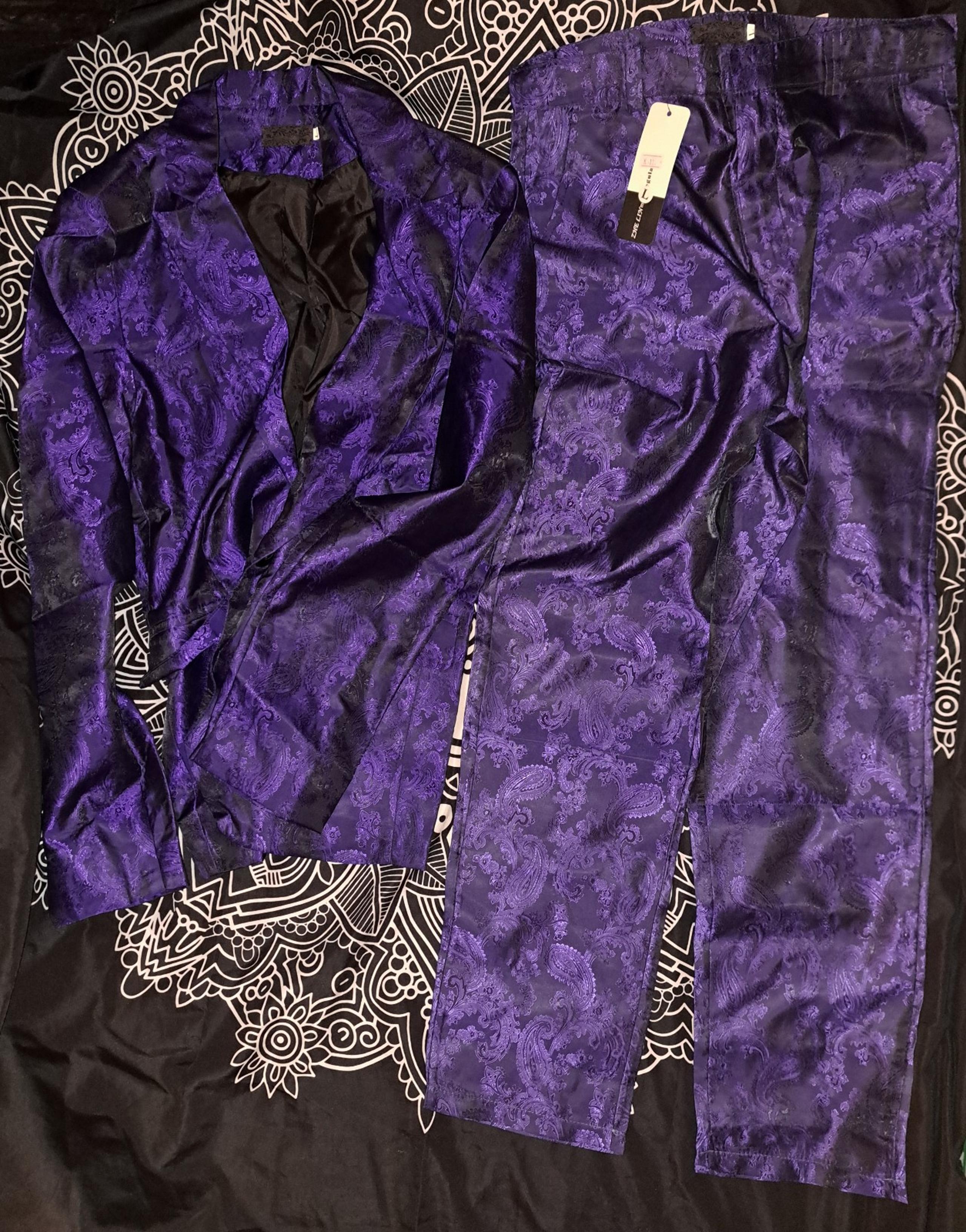 New Purple 2 Piece Like Kart Williams Suit Jacket AND Pants Large Performers Set