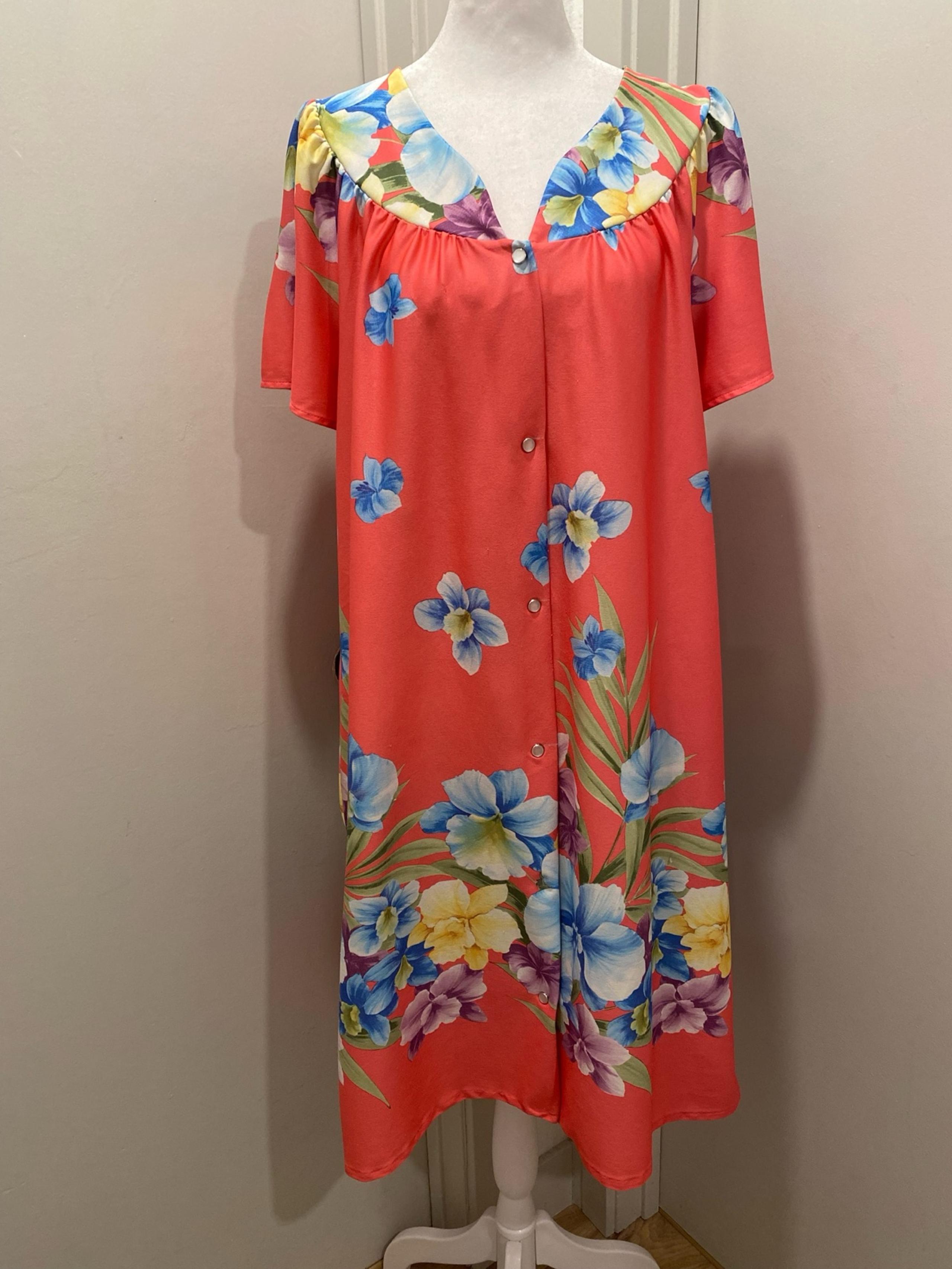VTG Pink Hawaii Floral Muumuu Chemise Nightgown Night Gown Sleepwear House Dress