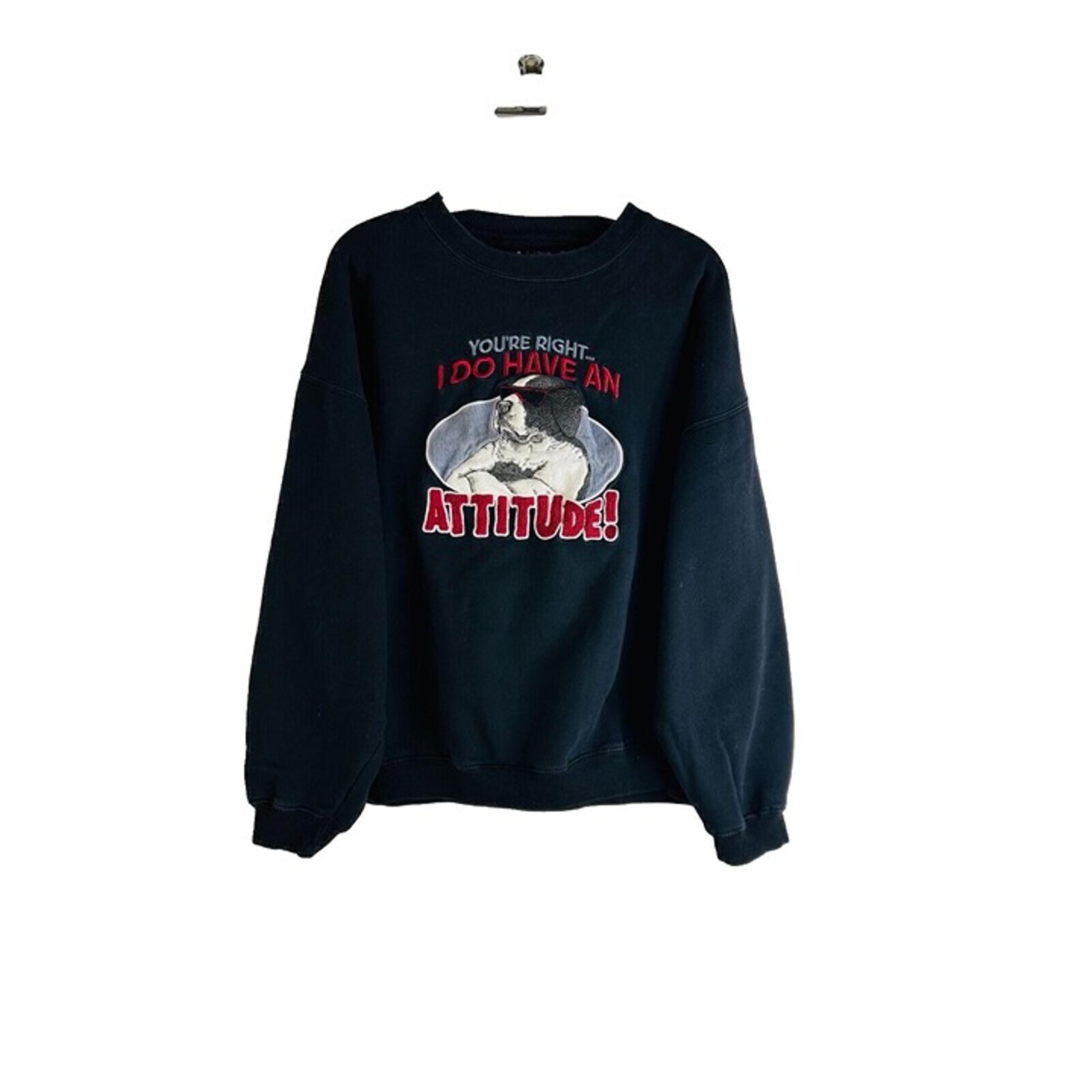 Vintage 90s Mens Small Dog I have an Attitude Faded Crewneck Sweatshirt