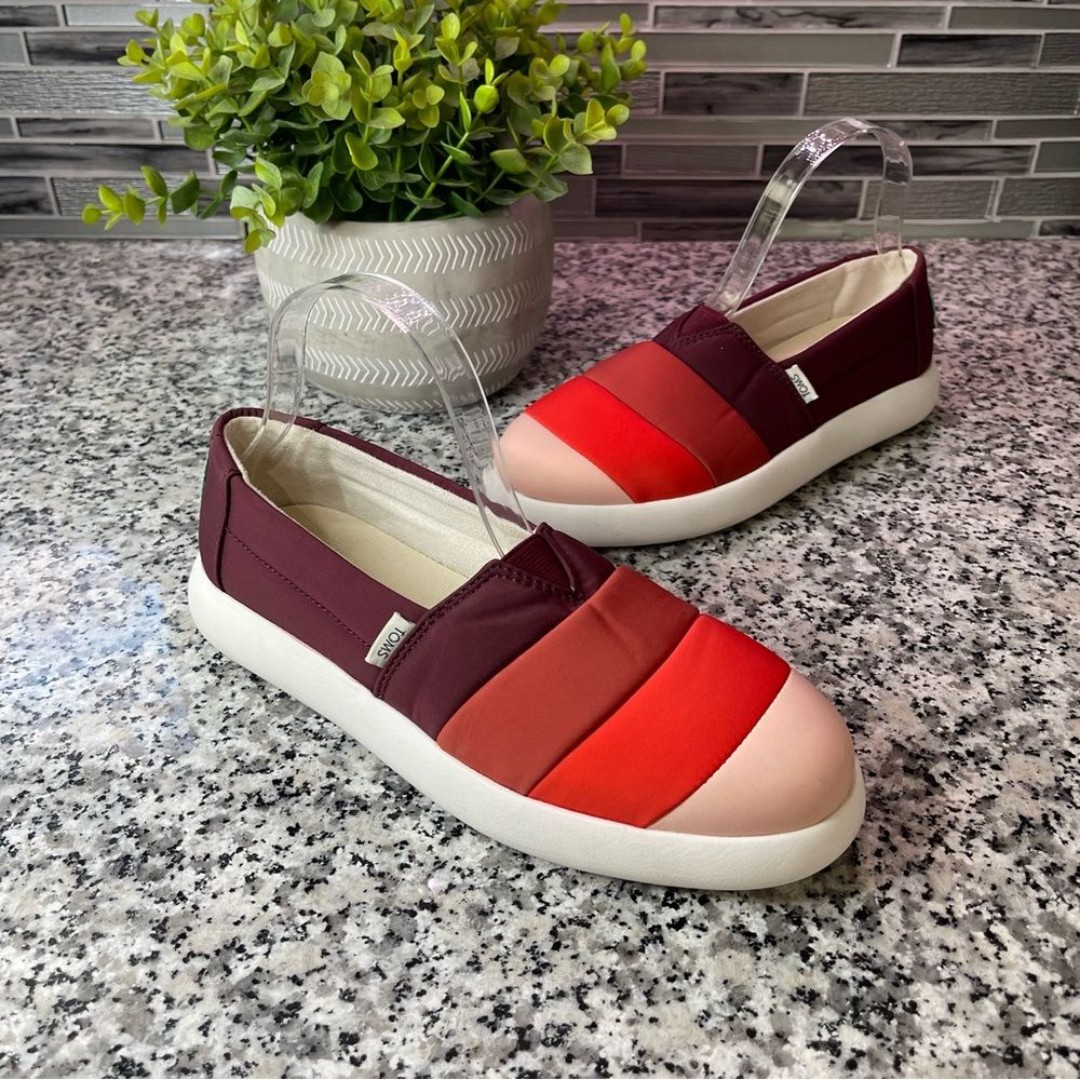 Toms | Alpargata Mallow Puff Multicolor Red Pink Slip On Shoes Size 7.5 W