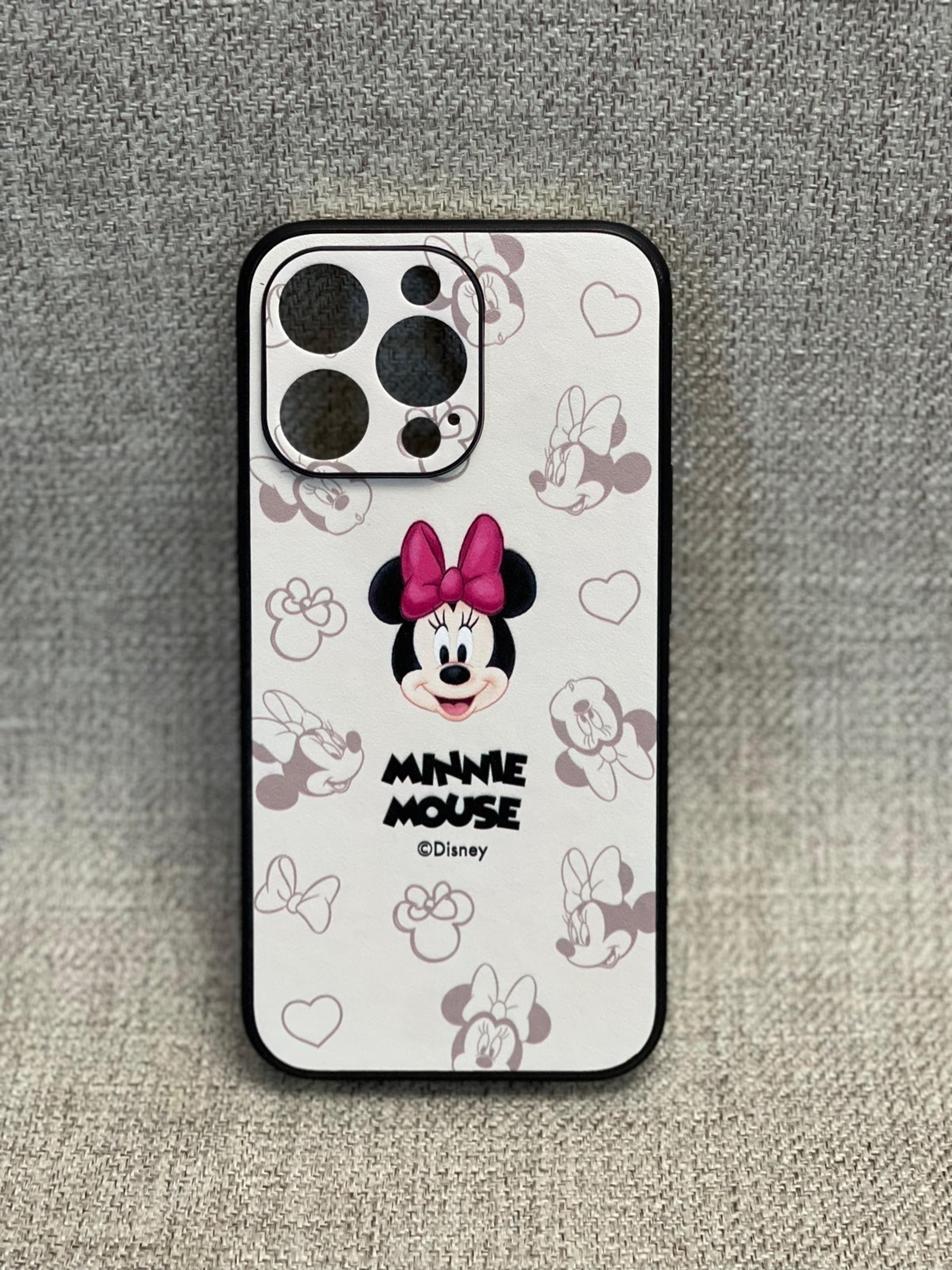 iPhone 13 Pro Case - Minnie Mouse Leather Embossed in White Color