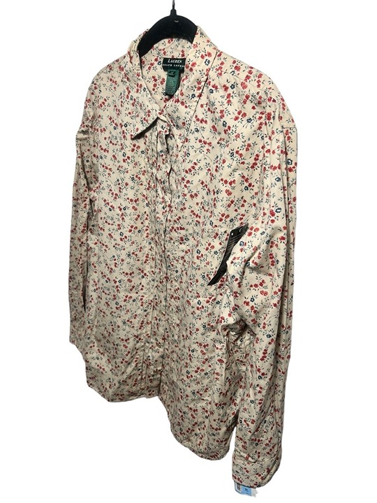 Vintage Lauren Ralph Lauren Western Pearl Snap Shirt Floral Tan Women’s Size 3XL