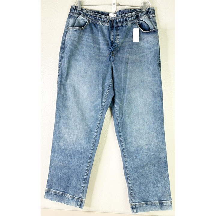 Lane Bryant Sz 18 (Actual 38x30) Stretch Waist Drawstring Wide Leg Jeans NWT