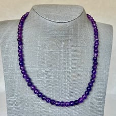 Sterling Silver Amethyst 18 Beaded Necklace SN-3214